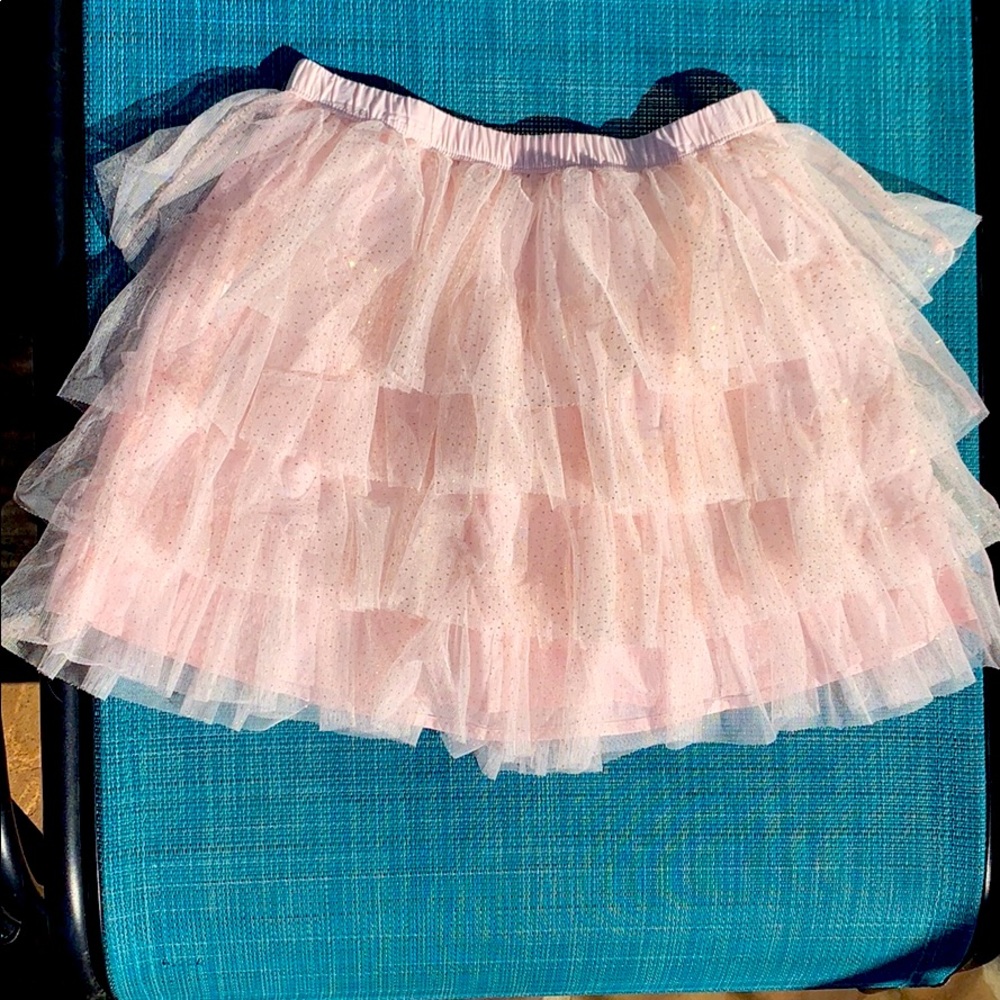 Pink and gold ruffle skirt